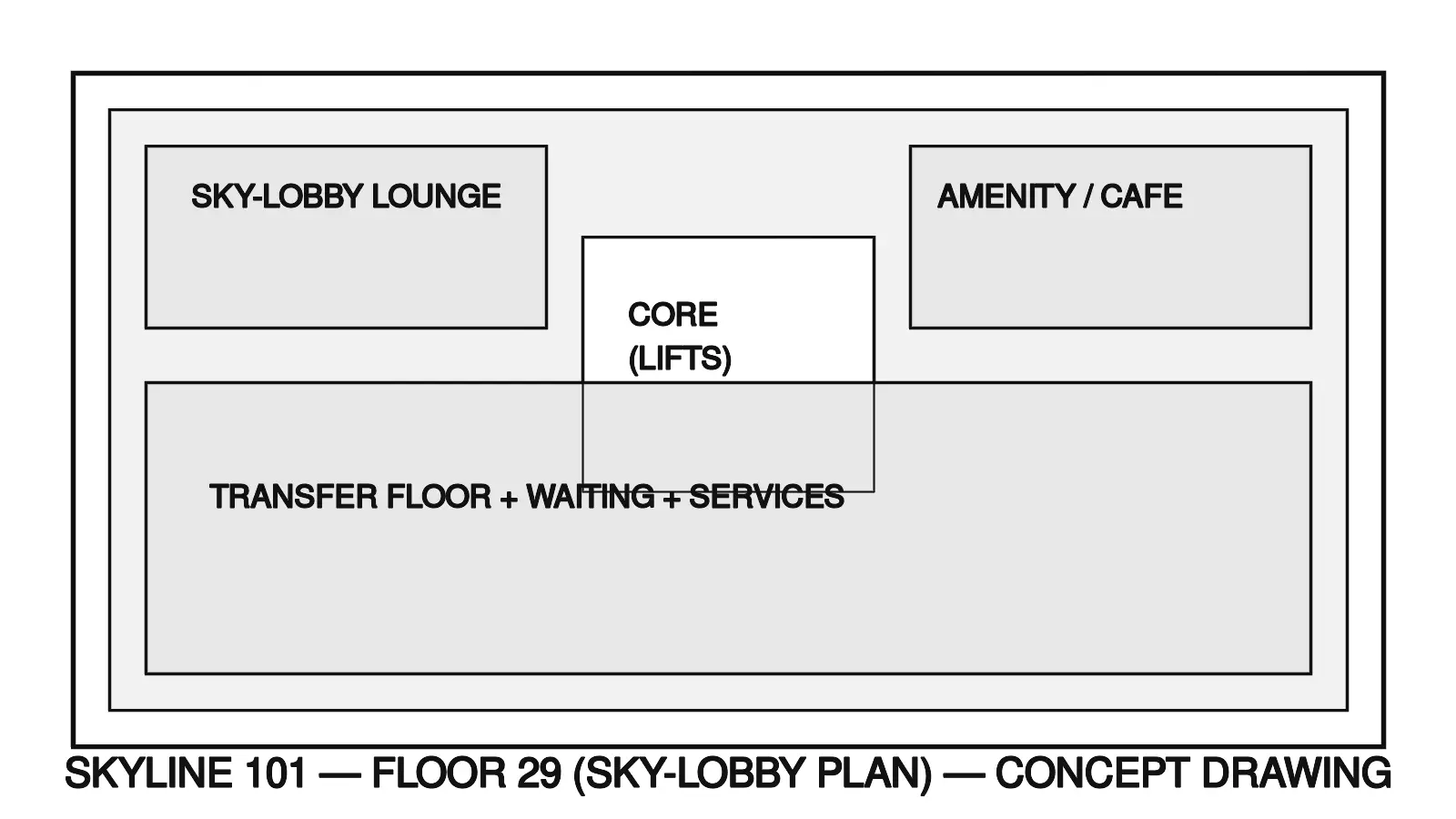 Sky-lobby transfer floor plan